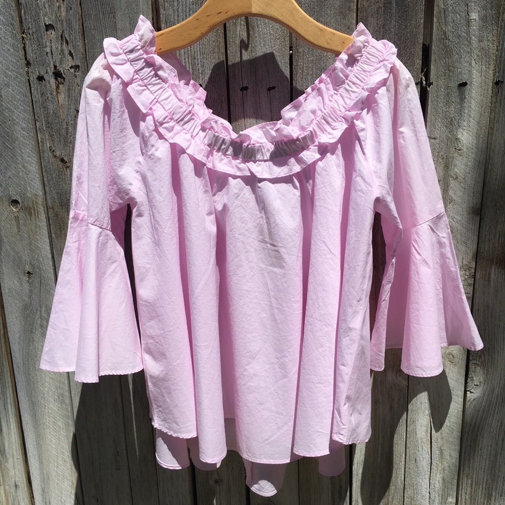 NWT Forever 21 Off Shoulder Top Cotton Pink S - Picture 6 of 13